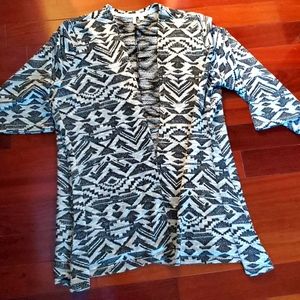 Geometric Pattern Open-Front Cardigan Size XL
